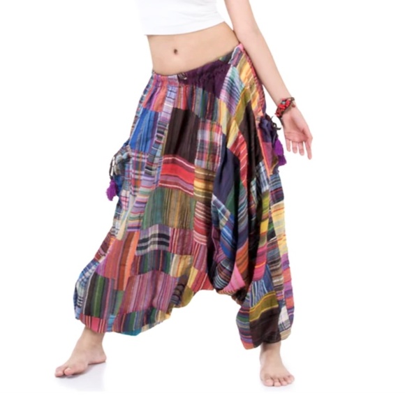 Drop Crotch Patchwork Hand-Made Harem Pants Boho by Windhorse - Picture 1 of 16